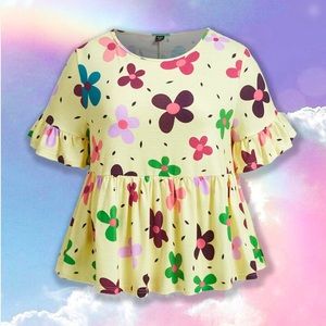 Plus Floral Peplum Top